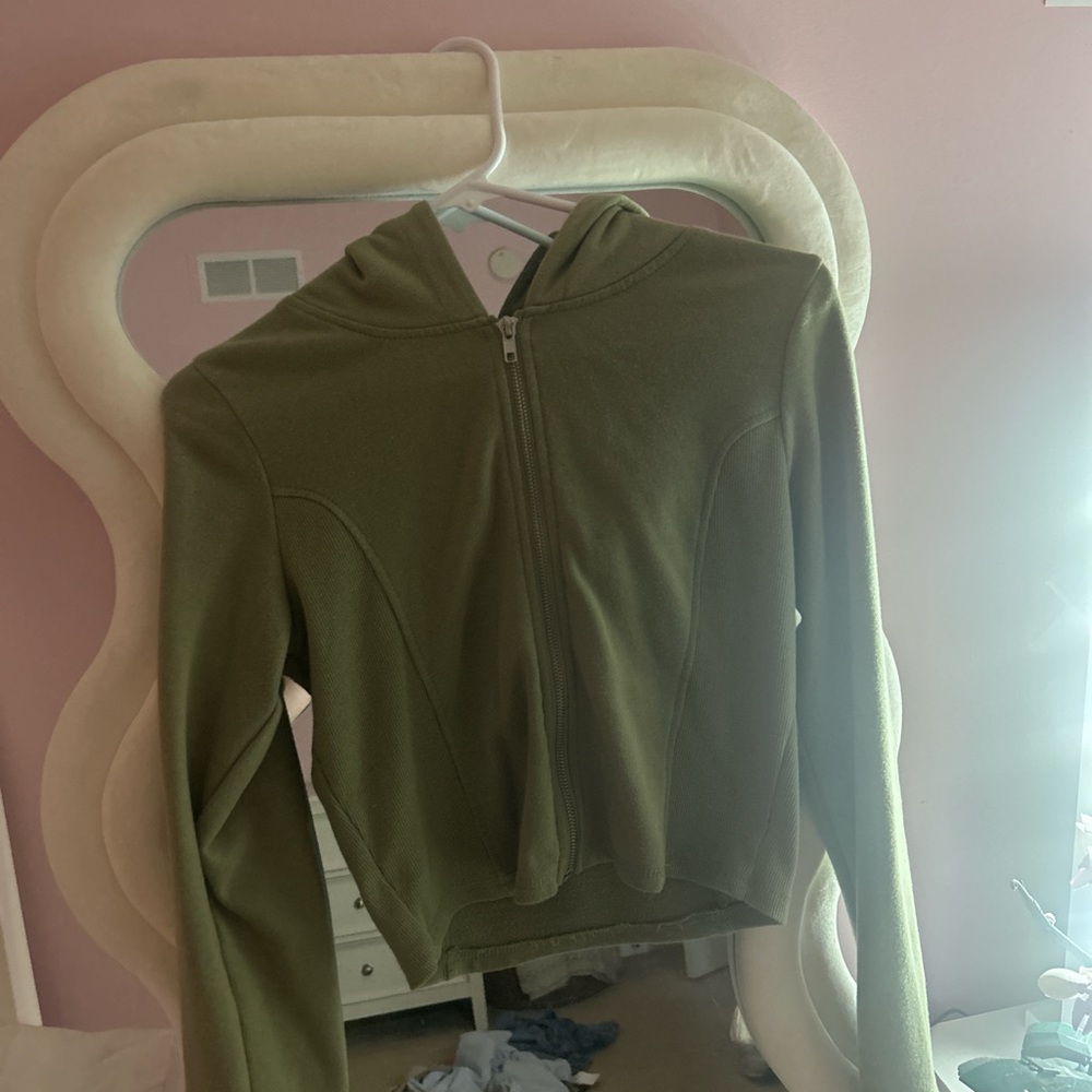 Olive Green Zip-Up Hoodie